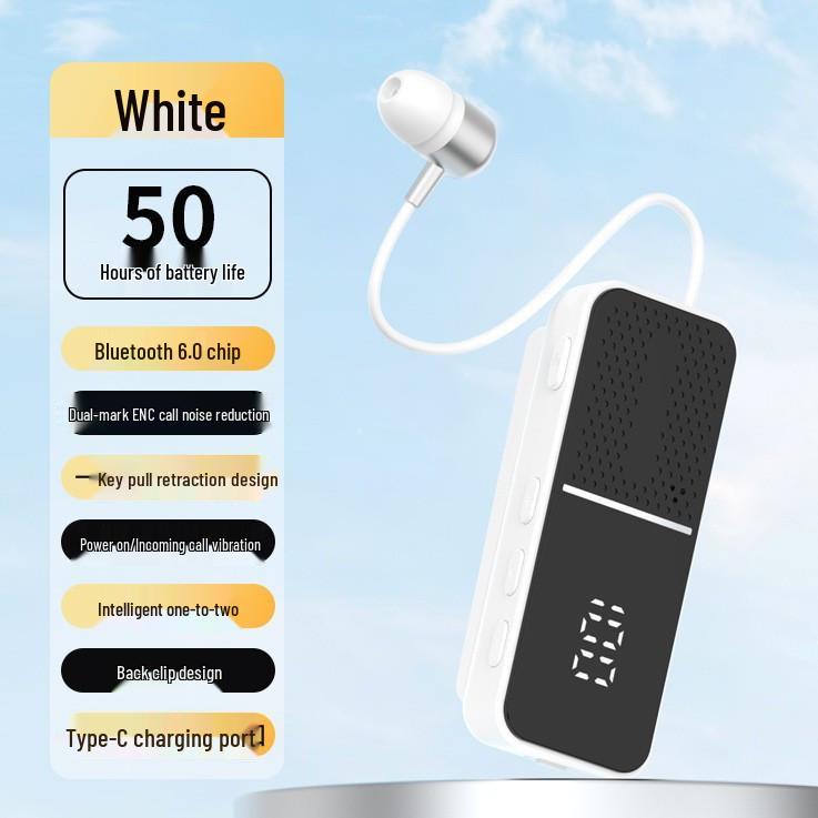 Беспроводные Bluetooth-наушники-клипсы 2025 года с цифровым дисплеем, шумоподавлением и долгим временем работы для спорта и бизнеса