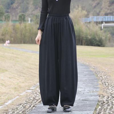 Женские модные однотонные широкие брюки из хлопка и льна с высокой талией, брюки для йоги, свободные шаровары