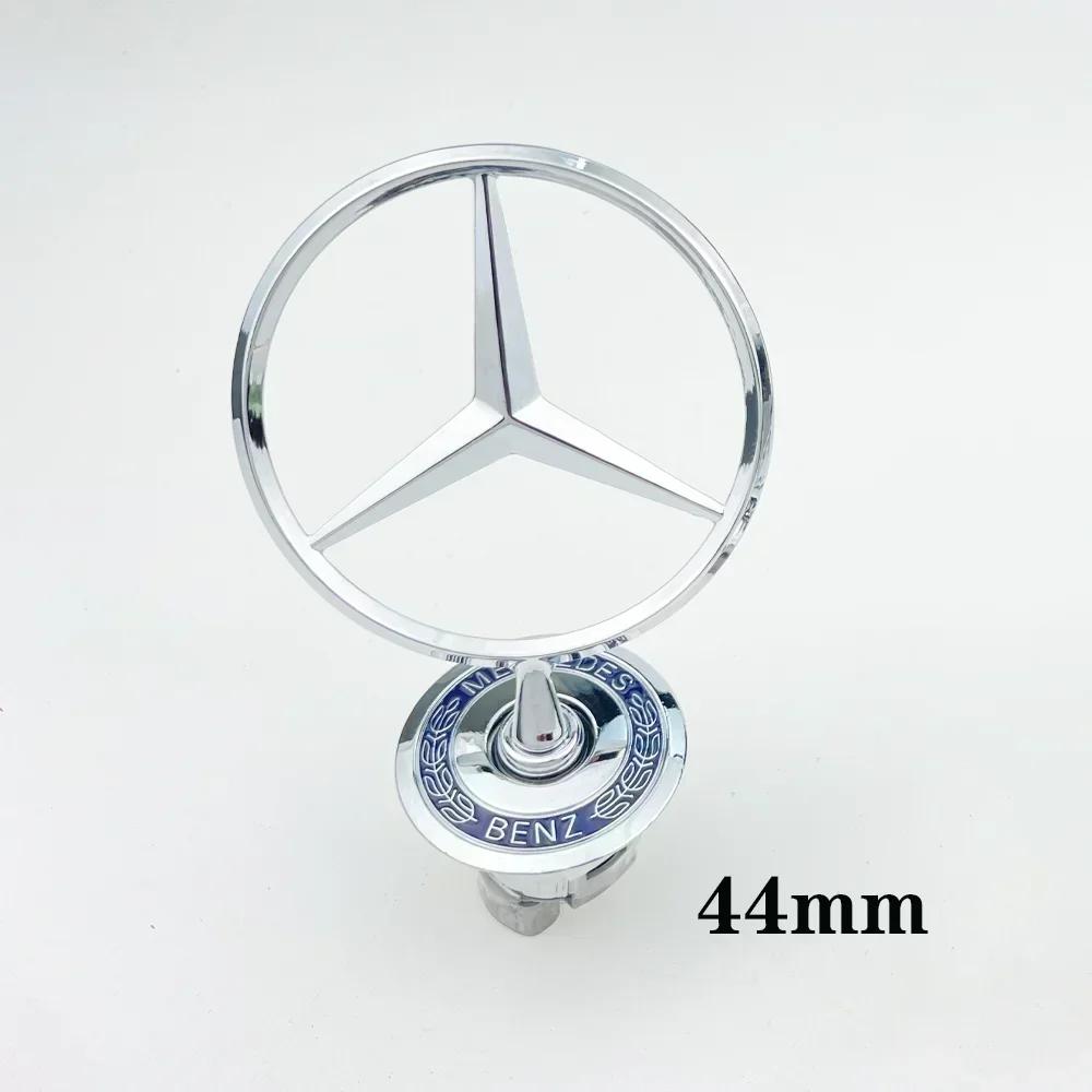 MEA4 1pcs 44mm 3D Metal Blue Chrome Star Bonnet Hood Logo Emblem Badge for Mercedes Benz W202 W203 W204 W208 W210 W220 W221