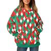 Ladies' Fashionable Long Sleeved Pullover With Christmas Print Hooded Pocket Sweatshirt