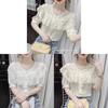 Summer Fashion Lace Ruffle Sleeveless Blouse With 3d Pattern For Casual Women