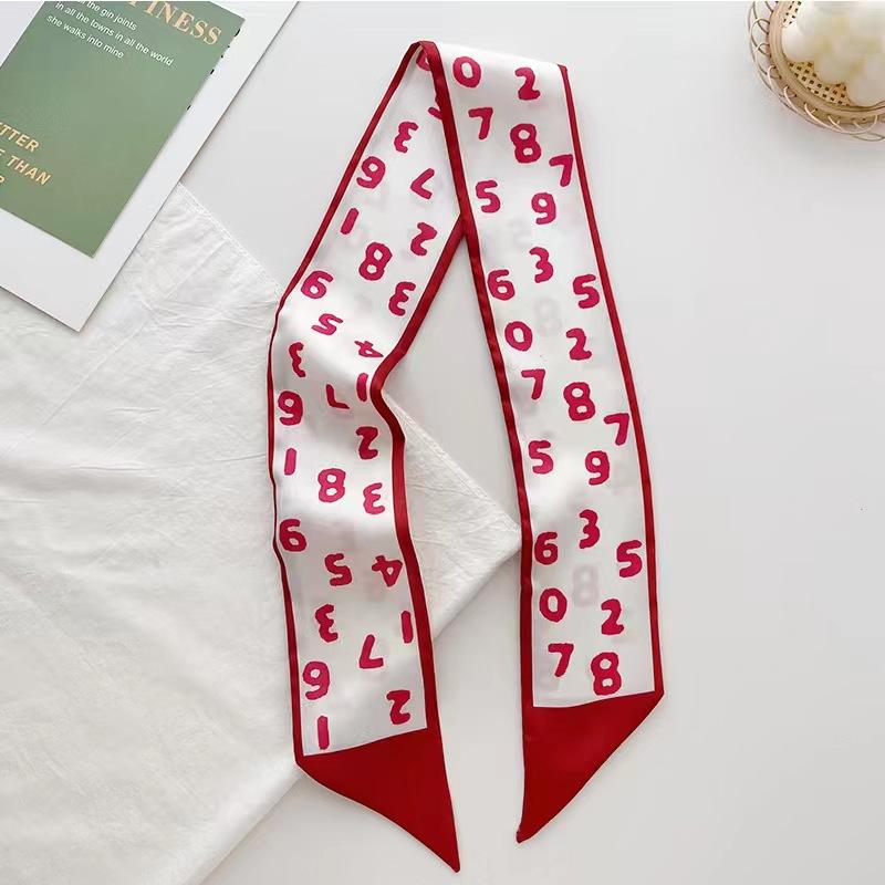 Маленький белый и нежно-зеленый шелковый шарф для женщин, тонкая лента, повязка на голову, резинка для волос, украшение для сумки, длинный