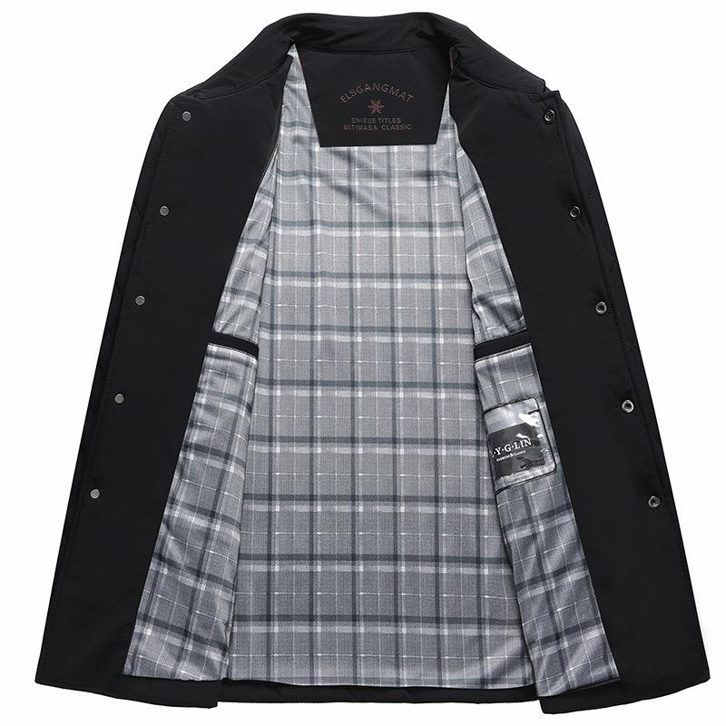 Осенне-зимняя мужская легкая повседневная куртка с лацканами на хлопковой подкладке для среднего возраста в деловом стиле