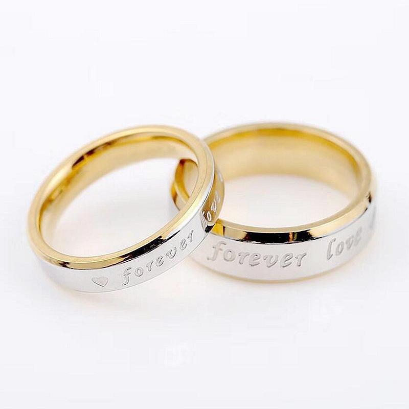 Simple Forever LOVE Titanium Steel Couple Ring Wedding Jewelry