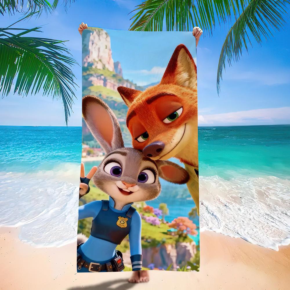 Zootopia Beach Towel Microfiber Bath Towel Kids Cartoon Week Judy Nick Quick Dry Towel