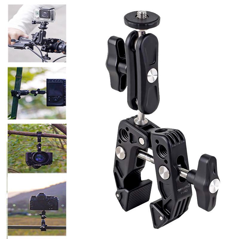 Super Clamp Camera C Clamp Mount 1/4" Ball Head Monitor Mount Adjustable Video Shooting Mobile Clamp for GoPro 11 10 9 Insta 360
