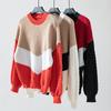 Women's Autumn and Winter Knitwear Contrasting European and American Twist Pullover Sweater