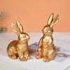 2 шт. Пасхальный кролик, резной золотой кролик, смола, фигурка, статуэтка животного, украшение для дома, офиса, праздничной вечеринки, для рабочего стола