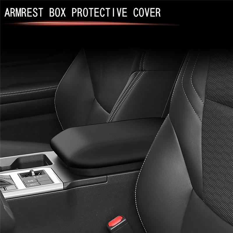 Durable-Car Center Console Armrest Box Cover Armrest Box PU Leather Panels For Toyota Prado LC250 2024 Black