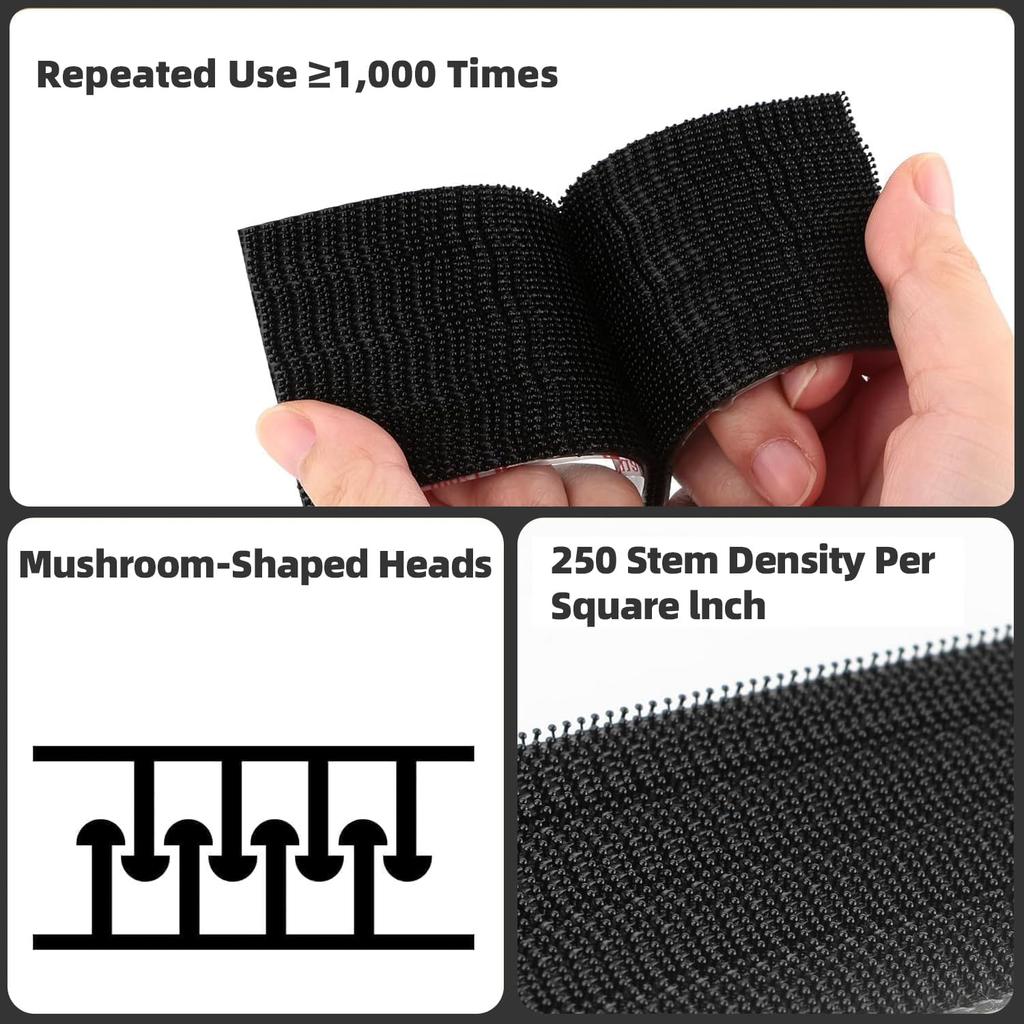3M Dual Lock SJ3550 Reclosable Fastener 1/2''×3Ft Black Heavy Duty Mounting Tape Strong Adhesive with Interlocking Mushroom-Shaped Heads for Indoor