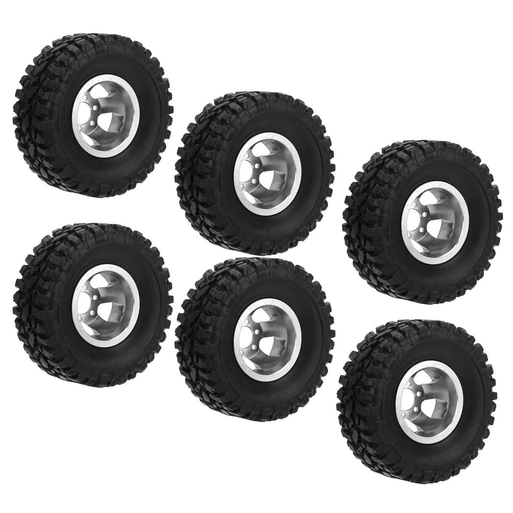 RC Rubber Tires with Aluminum Alloy Wheel Hub for WPL C14 C24 C34 C44 B14 B24 B16 B36 4 Car Model