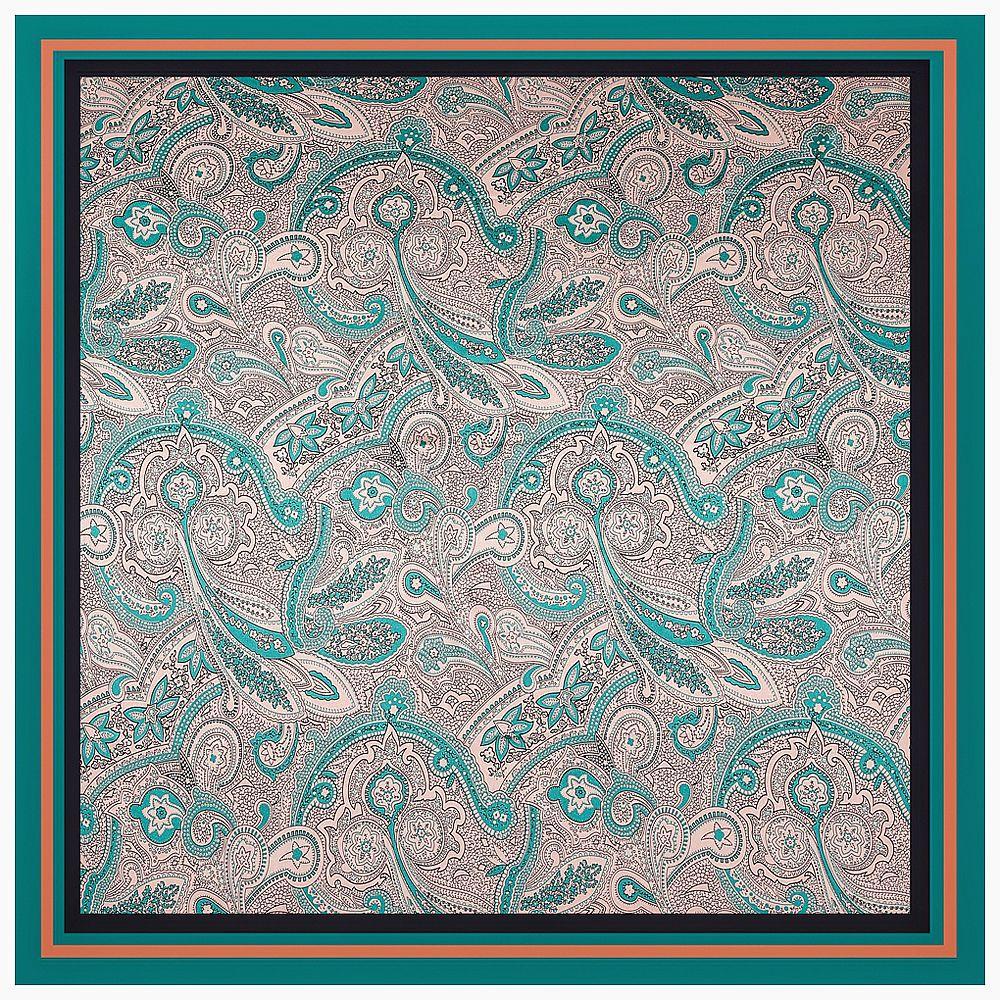 Luxury Four Leaf Clover Flower Headband Hijab Bandana Women Satin Silk Scarf Shawl Foulards Femme Square Scarves Wraps 90*90CM