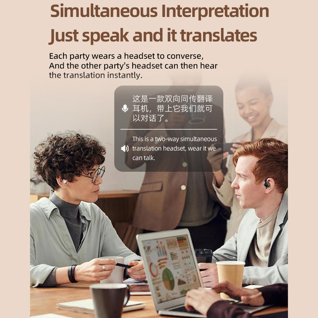 Earbuds Voice Translation Device Real Time 138 Languages Wireless BT Two Way Translate 3 Modes Compatible with for IOS