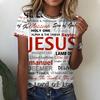 Jesus Letter Women's T-Shirt Harajuku O-Neck 3DT Shirt Fashion Shirt Short Sleeve Top Simple Casual Summer Women's Clothing