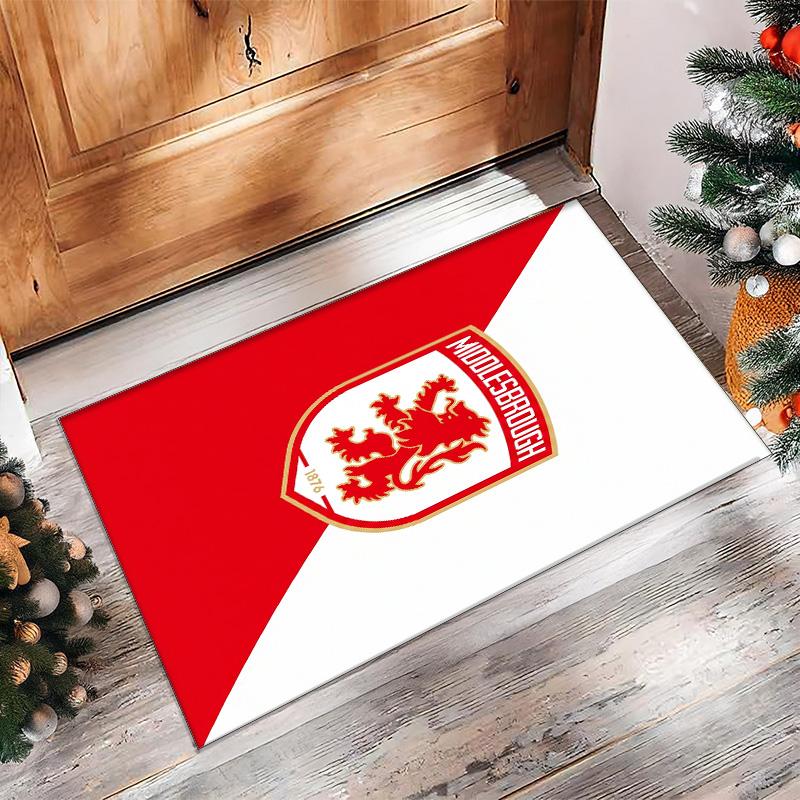 Middlesbrough FC Soccer Football Pattern Soft Area Rug Non Slip Indoor Floor Carpet Sports Decor Mat for Bedroom