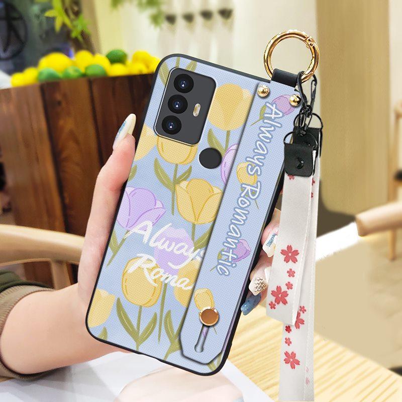 Ring Wrist Strap Phone Case For TCL 30SE/30E/306/305/Sharp Aquos V6/V6 Plus Fashion Design Wristband Waterproof Silicone