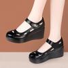 6 см Маленький размер 33-43 Удобная мягкая кожа Туфли на платформе с мелким вырезом 2025 Осень Средний каблук Клинья Туфли Женские для Офиса Мамы