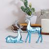 2Pcs Couple Reindeer Figurine Standing Lying Deer Statue Resin Elk Sculpture Christmas Home Office Bookshelf Desktop Decoration Ornament