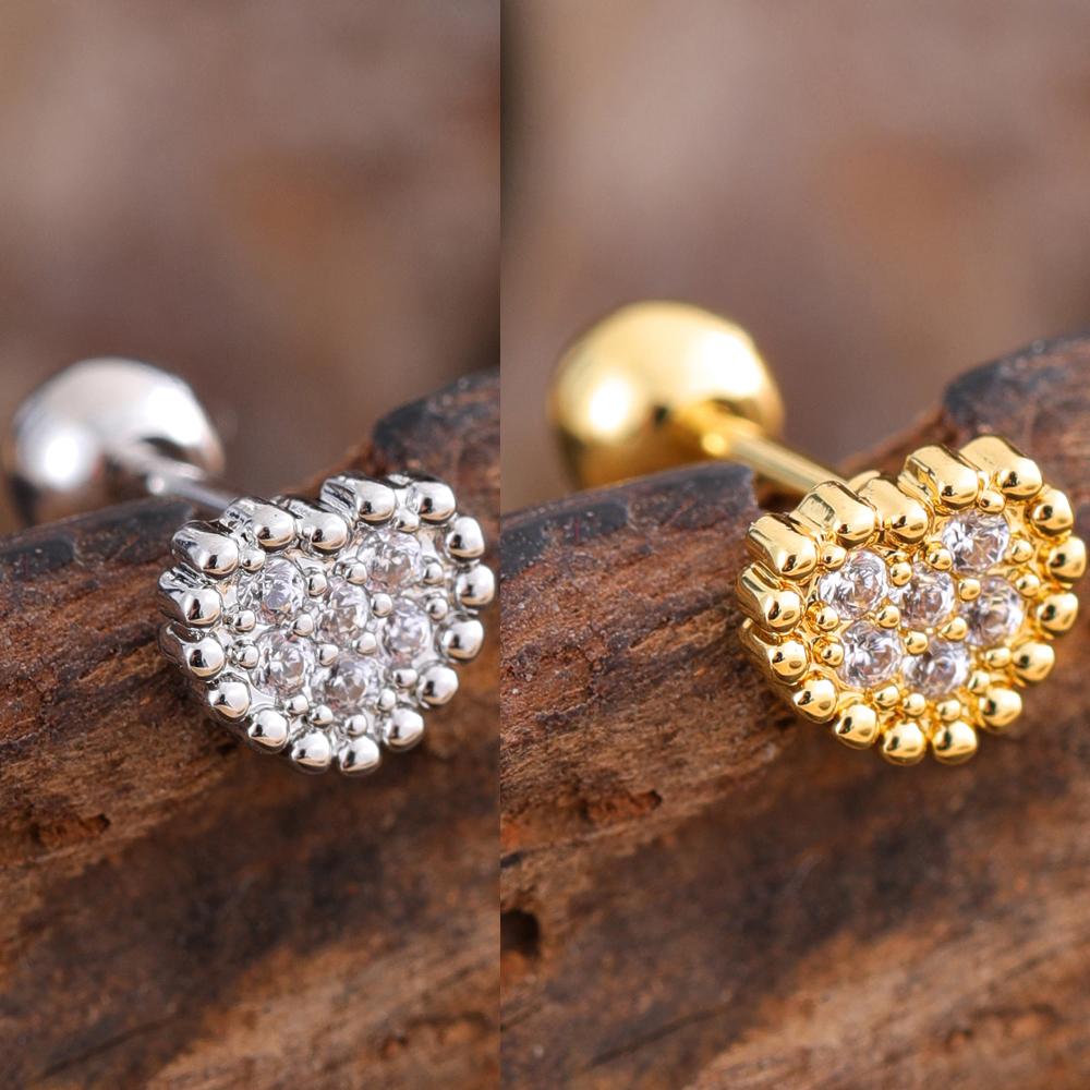 10 шт./набор 20G Золотая серьга-пирсинг хряща уха с CZ, серьга-пирсинг трагуса, дизайн медведя и паука, кольца-гвоздики для хеликса, пирсинг конч уха, ювелирные изделия из стали 316L