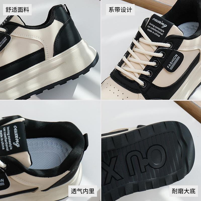 2025 весна маленькие белые туфли новая корейская версия ins женские студенческие туфли для увеличения роста на платформе спортивные туфли для скейтбординга повседневная обувь женская Q5615