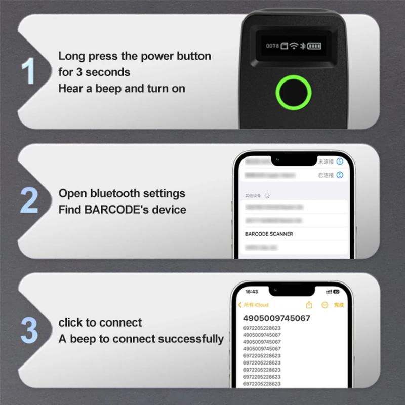 2D сканер штрих-кодов W7 Mini беспроводной Bluetooth портативный 1D 2D QR-код Data Matrix PDF417 считыватель с функцией хранения