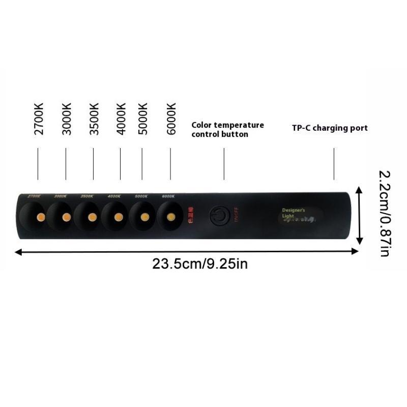 Portable Color Temperature Lamp Stick Simple Professional USB Rechargeable 2700K‑6000K 6 Modes For Photographic Fill