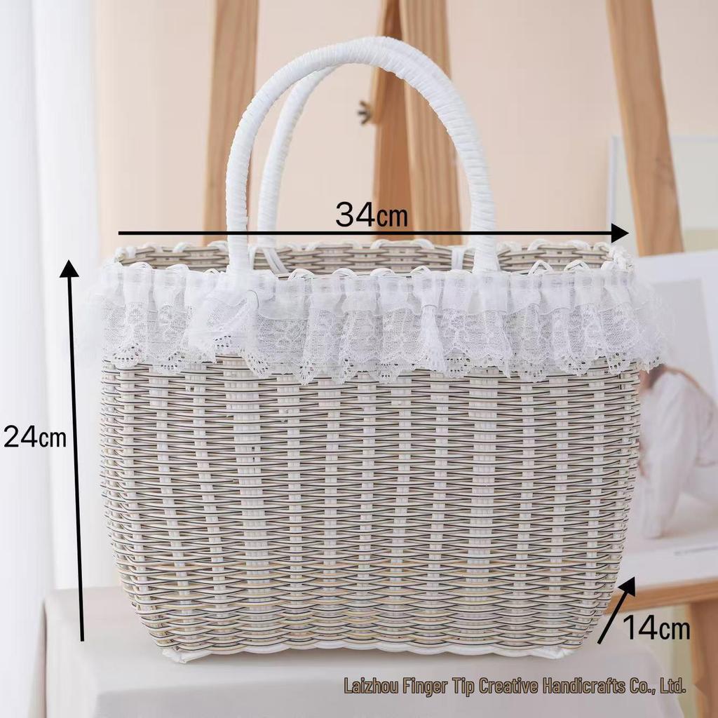 Красочная плетеная пластиковая корзина: Ручной сувенирный подарок, Имитация ротанга, Женская корзина для ванной и хранения