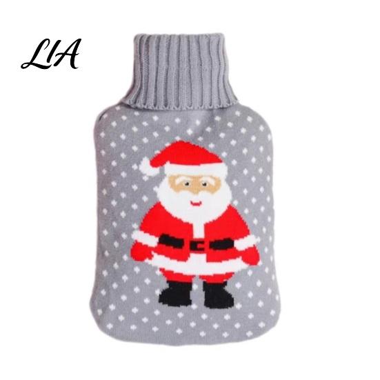 Cartoon Hot Water Bag 1000/2000ML Christmas Bottle, with Knit Leak Proof Pouch Cover, Long Lasting Heat Retention, Winter Warm Lightweight