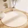 Nordic Round Rug Light Gray Beige Textured Carpet With White Border Minimalist Home Decor Gift
