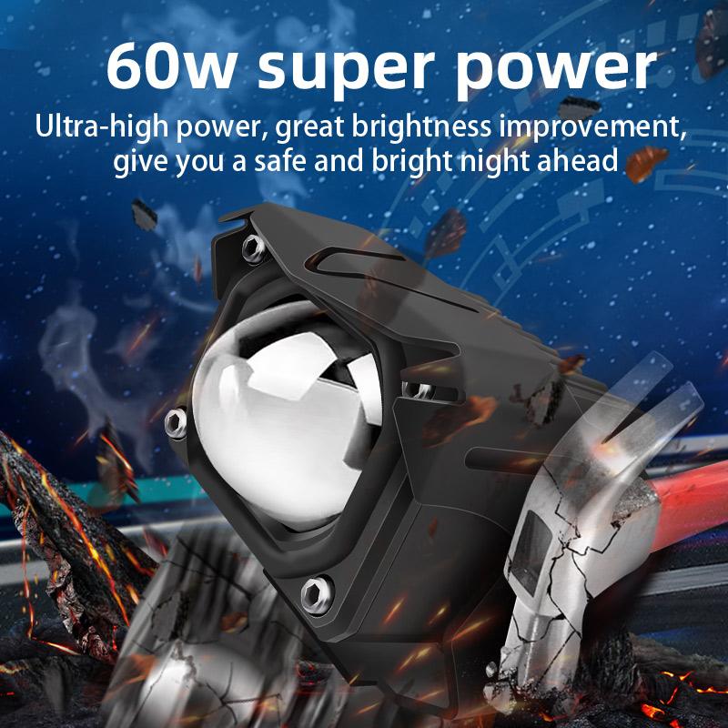 Мотоциклетная фара, противотуманная фара, вспомогательный прожектор, светодиодный рабочий светильник для вождения, двухцветный мини-светодиодный мини-светодиодный светильник для скутера, велосипеда, мотоцикла