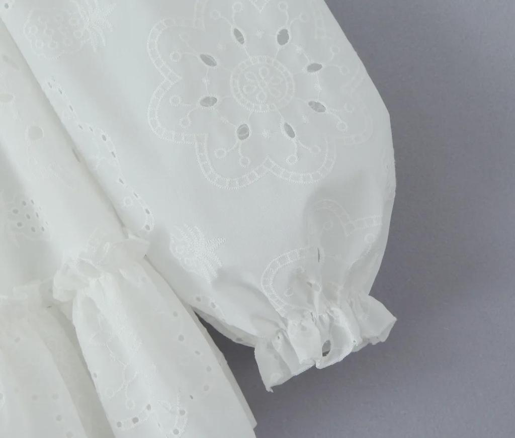 Женское платье-трапеция с рукавами-фонариками на одно плечо, осень 2024 г.