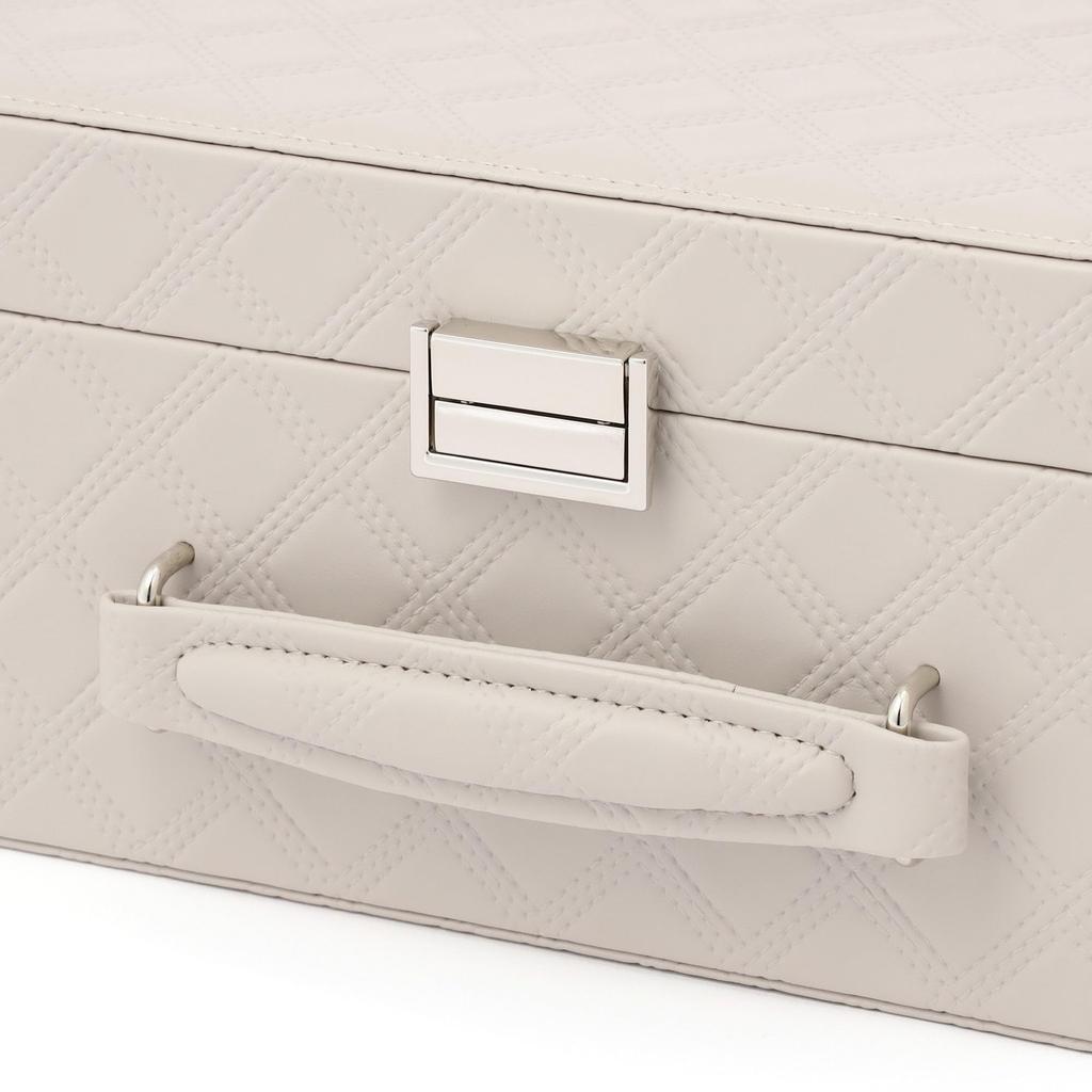 Francfranc Quilted Cosmetic with Mirror and Dresser Box, Gray, Bag-shaped, Portable, Dividers,