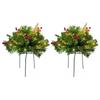 2Pcs Realistic Pine Christmas Tree Decorations With LED Lights And Durable Metal Base For Festival Display
