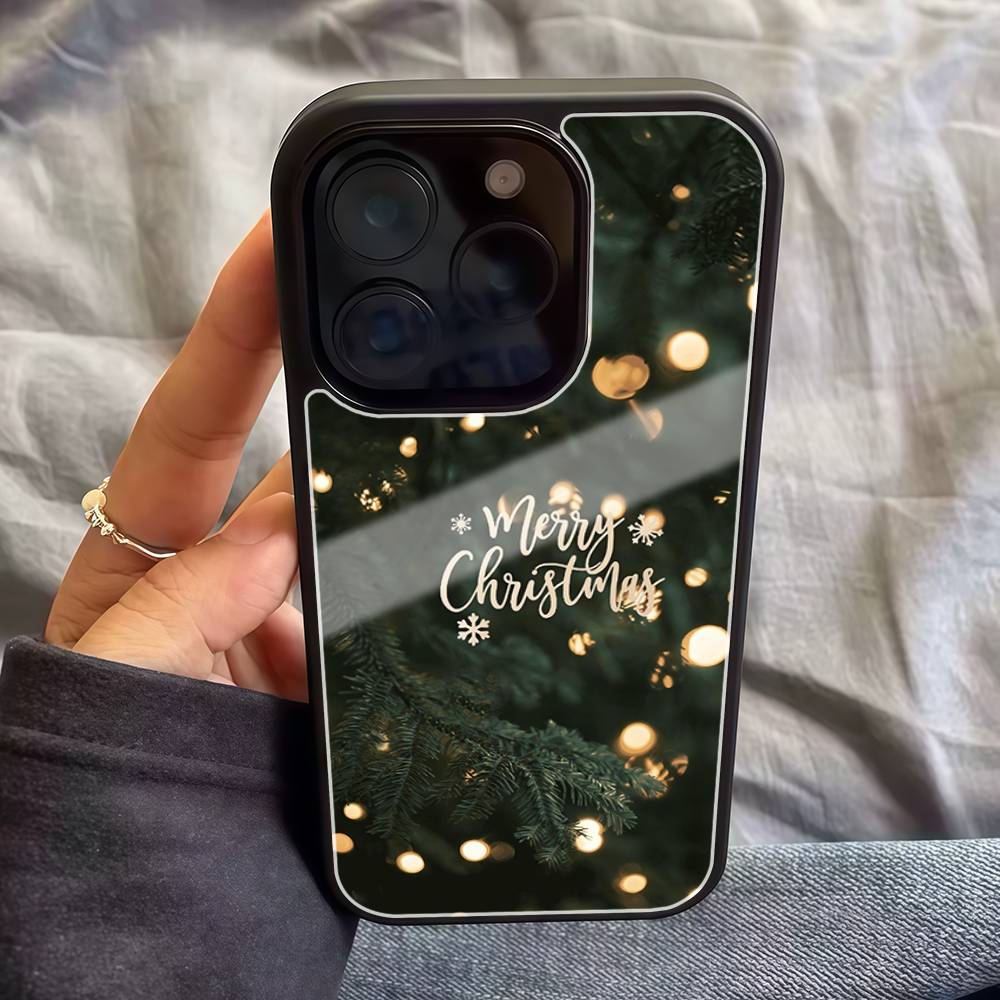 Модный Чехол для Телефона с Рисунком Елки в Стиле Ins Для IPhone17 16 15 14 13 12 11 Pro Max Глянцевая Жесткая PC Крышка HD