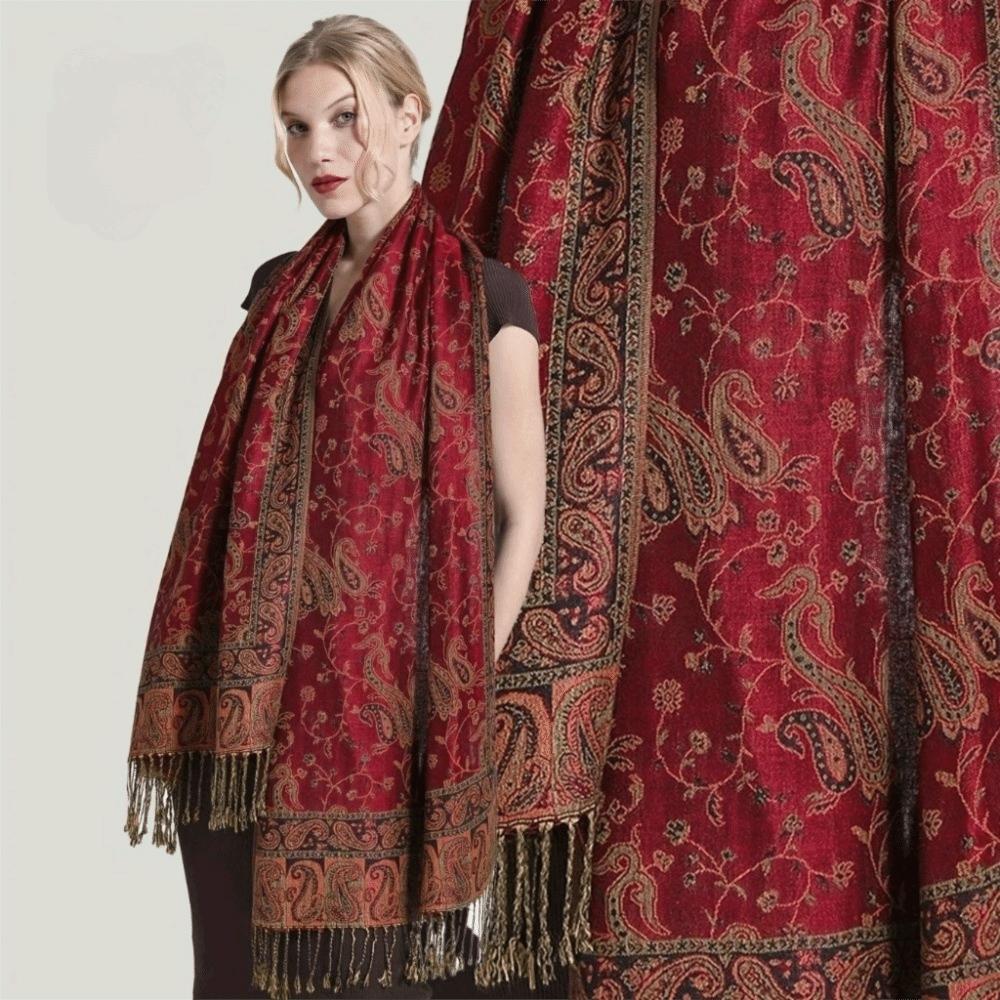 Ethnic Style Sunscreen Shawl Tassels Cashmere Scarf Head Wraps Paisley Shawl Beach