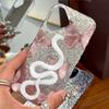 White Snake and Butterfly Wonder Case for iphone 17 Pro XR 12 Air 13 14 XS Max 16 Plus 18 Pro Max 11 15 Silver Crushed Foil Cover