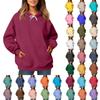 Ladies' Fashionable Casual Long Sleeved Round Neck Hooded Solid Color Hoodie With Threaded Thread
