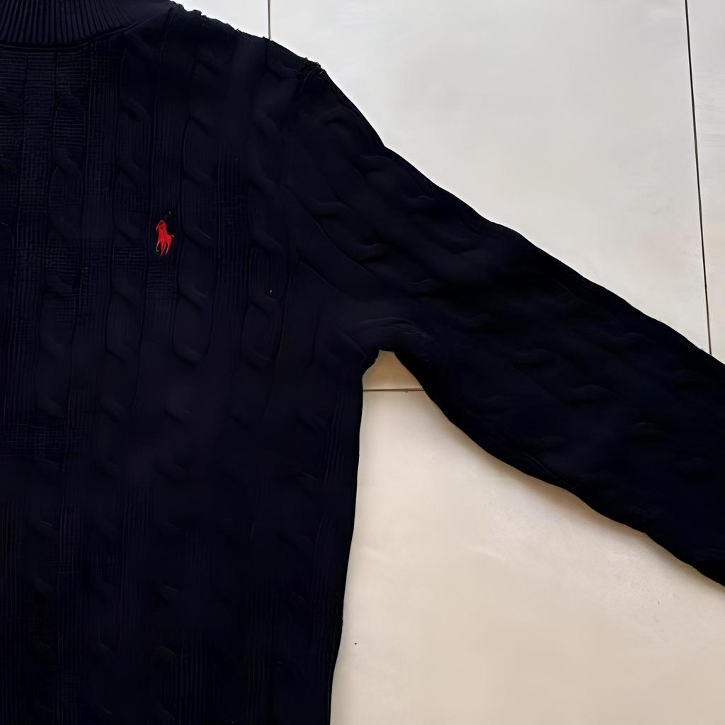 Polo Ralph Lauren Вышитый логотип Однотонный Высокий воротник Повседневный С длинным рукавом Вязаный свитер Мужской свитер Темно-синий 710857930-002