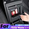 Для Tesla Model 3 Y Model 3 Highland Model Y Juniper 2017~2026 Органайзер-лоток на центральную консоль автомобиля Скрытый ящик для хранения в подлокотнике Аксессуары