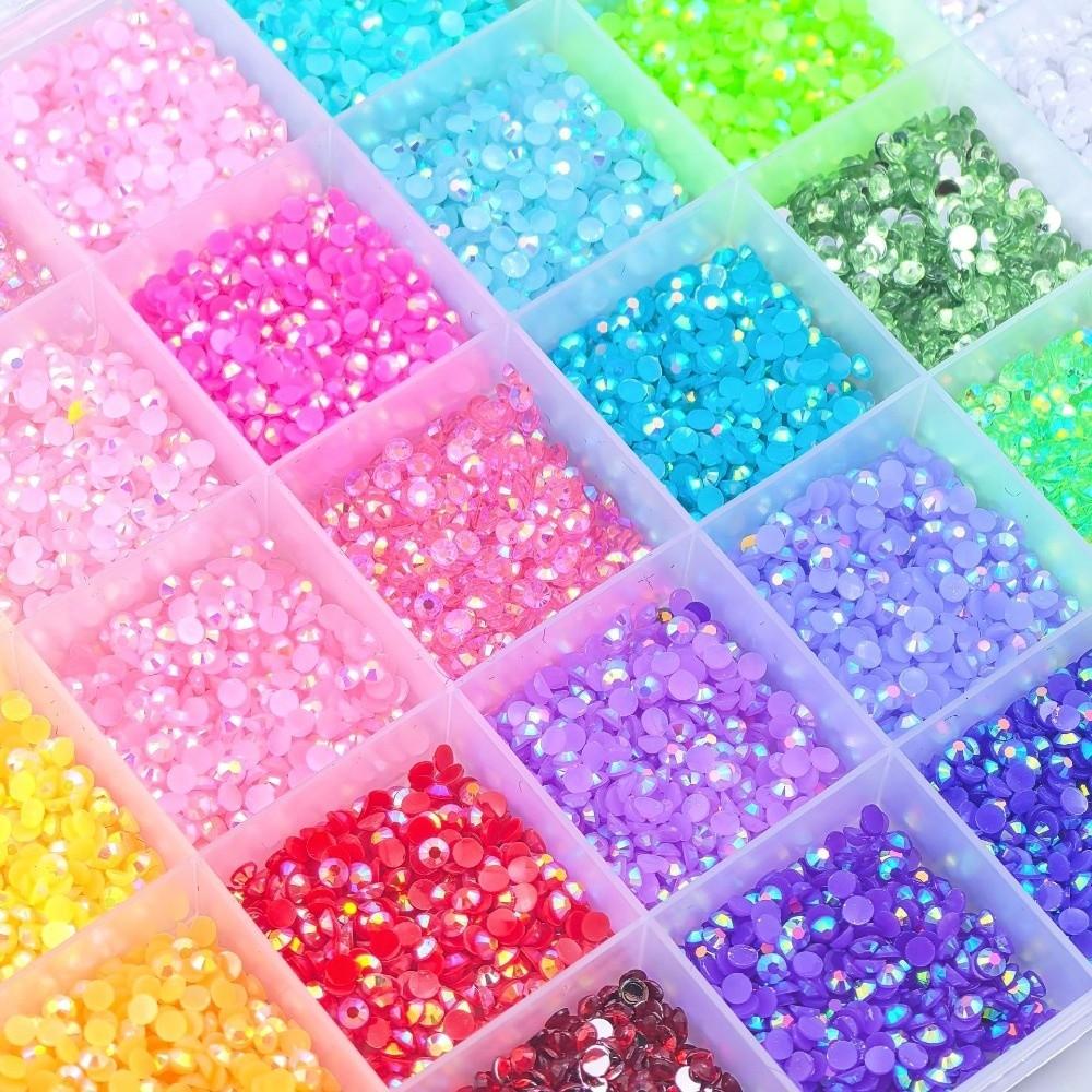 Новый набор разноцветных смоляных страз для DIY-декора, блестящие камни с плоским дном, материалы для рукоделия, гелевые стразы для украшения телефона