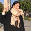 Thermal Women Mohair Plaid Scarf Cold Proof Fall Winter Neck Scarf Warm Tassel Shawl Wrap  Students