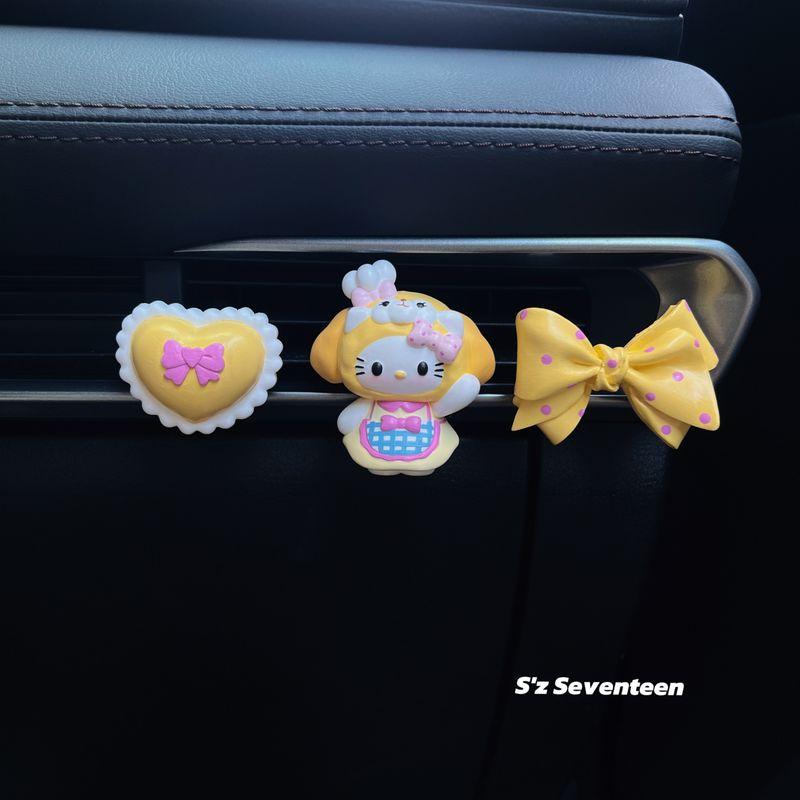Hello Kitty Cat Car Air Freshener Diffuser Stone Car Vent Clip Decoration Ornament New Car Gift