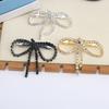 Elegant Rhinestone Bow Hairpins Shiny Tassel Spring Clip Sweet Ponytail Hair Clip  Party