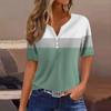 Жен. Футболка Футболка С принтом Пуговицы С короткими рукавами Повседневные Выходные Мода Классический V-образный вырез Обычный Верх