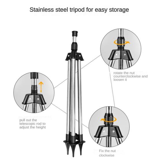 Вращающийся штативный дождеватель Автоматическое вращение на 360 градусов Регулируемая высота Двунаправленный полив Мелкое распыление Телескопический штативный дождеватель Сад