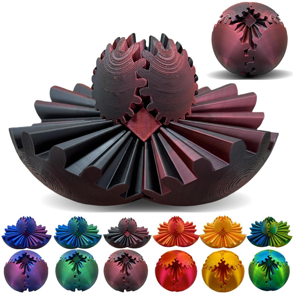 3D Printed Gear Ball Spin Ball or Cube Fidget Toy,Gear Ball Pop Fidget Toy,Gear Toy for Stress and Anxiety Relaxing,Gear Sphere