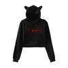 Fashion I Quit Printed Kawaii Crop Top Hoodie Funny Cat Ear Cropped Short Sweatshirt Hooded Pullover Women Tops Streetwear