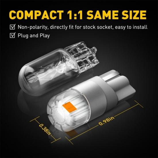 AUXITO 168 194 T10 LED Side Marker Light Bulbs Amber Yellow Super Bright 2Pcs