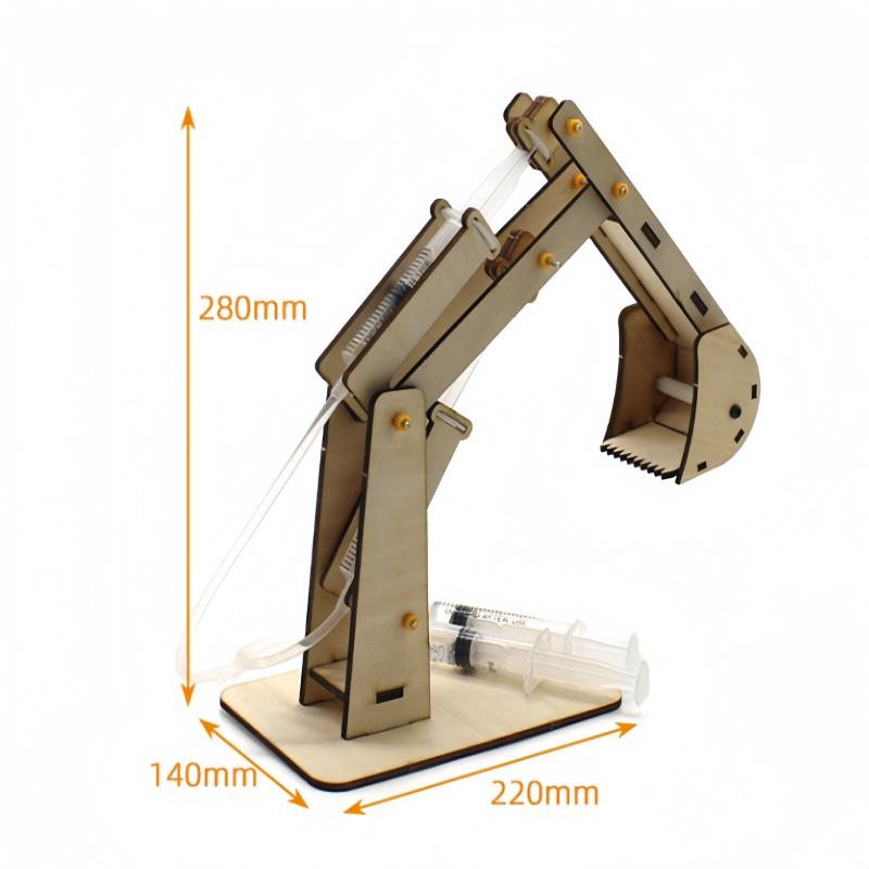 DIY Handmade Wooden Hydraulic Excavator Model Kids Educational Scientific Experiment Parent-child Interactive Learning Toy