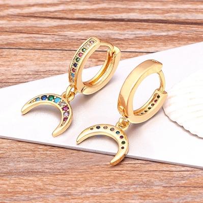 Trendy Bohemian Zircon Hollow Blue Evil Eye Hoop Earrings for Women Cute Unique Gold Color Crystal Drop Earrings Party Jewelry